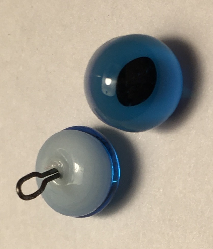 Glass eyes blue slit 6 mm 1 pair